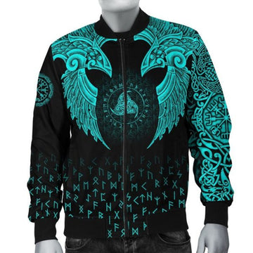 FUNSTUFFPRINT Bomber Jacket - Nordic Raven Tattoos 3D Bomber Jacket