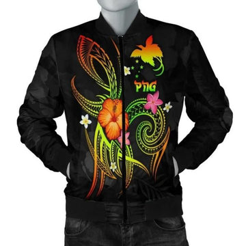 FUNSTUFFPRINT Bomber Jacket Papua New Guinea Polynesian - Legend of Papua New Guinea (Reggae) 3D Bomber Jacket