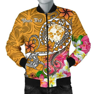 FUNSTUFFPRINT Bomber Jacket Tonga Custom Personalised - Turtle Plumeria (Gold) 3D Bomber Jacket
