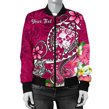 FUNSTUFFPRINT Bomber Jacket Tonga Custom Personalised - Turtle Plumeria (Pink) 3D Bomber Jacket