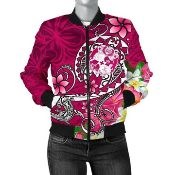 FUNSTUFFPRINT Bomber Jacket Tonga - Turtle Plumeria (Pink) 3D Bomber Jacket