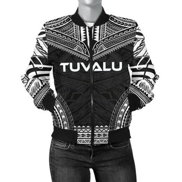 FUNSTUFFPRINT Bomber Jacket Tuvalu Polynesian Chief - Black Version 3D Bomber Jacket