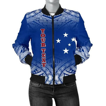 FUNSTUFFPRINT Bomber Jacketamoa Custom Personalised - Polynesian Fog Blue 3D Bomber Jacket