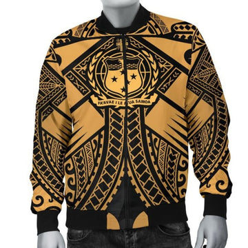 FUNSTUFFPRINT Bomber Jacketamoa Polynesian - Samoa Gold Seal with Polynesian Tattoo 3D Bomber Jacket