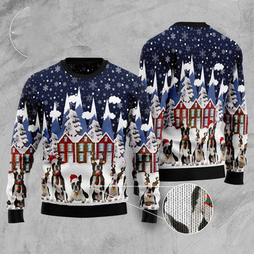 FUNSTUFFPRINT Boston Terrier Family Ugly Christmas Sweater, Christmas Sweater, Ugly Sweater, Funny Xmas Sweaters Ugly Sweater