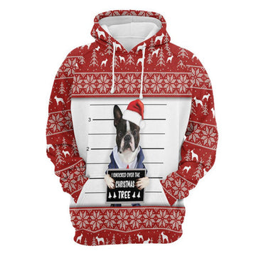 FUNSTUFFPRINT 3D Boston Terrier I Knocked Over The Christmas Tree All Over 3D Hoodie and Zip Hoodie