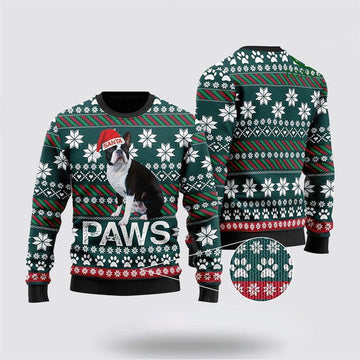 FUNSTUFFPRINT Boston Terrier Santa Printed Ugly Christmas Sweater For Men And Women, Gift For Christmas, Best Winter Christmas Outfit Ugly Sweater