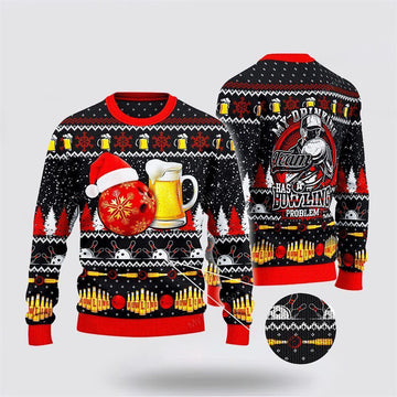FUNSTUFFPRINT Bowling And Beer Lovers Gift Ugly Christmas Sweater – Christmas Gift For Bowling Enthusiasts Ugly Sweater