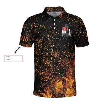 Custom Men Polo Shirt - Bowling Beast Custom Polo Shirt, Flame Pattern Bowling Shirt For Men, Personalized Bowling Gift Idea - Best Polo Shirt For Men