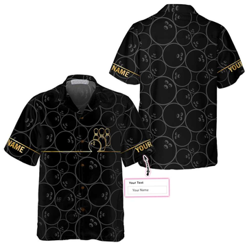 Custom Bowling Pattern And Golden Custom Hawaiian Shirt, Personalized Bowling Shirt For Men & Women