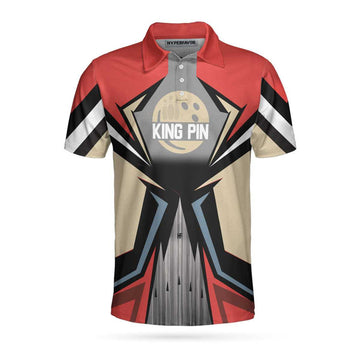 Custom Bowling Custom Men Polo Shirt - Bowling Red King Pin, Colorful Bowling Personalized Polo Shirt - Perfect Gift For Friend, Family, Bowling Lovers