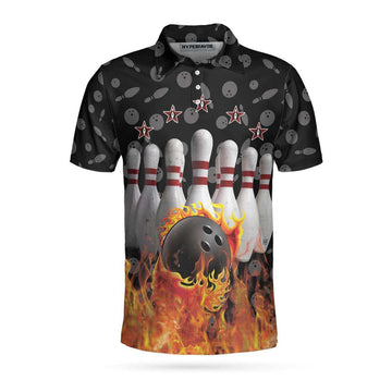 Custom Bowling Custom Men Polo Shirt - Bowling Skull Flame Custom Polo Shirt, Personalized Skull Bowling Polo Shirt - Perfect Gift For Friend, Family, Bowling Lovers