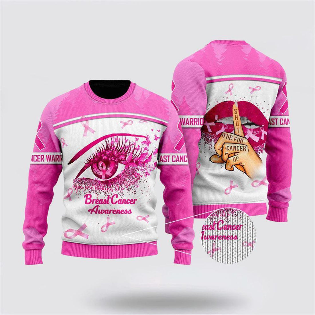 FUNSTUFFPRINT Breast Cancer Awareness Ugly Christmas Sweater – Gifts For Survivors Ugly  Sweater