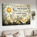 Brilliant Daisy Field Every Day Is A New Beginning Canvas Wall Art - Christian Poster - Religious Wall Decor