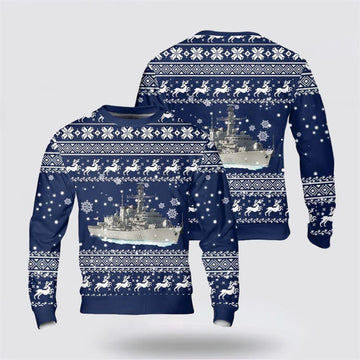 FUNSTUFFPRINT British Royal Navy Type 23 Frigates F235 Christmas Sweater – Unique Christmas Sweater Gift For Military Personnel Ugly  Sweater