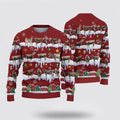 FUNSTUFFPRINT Brown Swiss Christmas Knitted Sweater, Gifts For Farmers, Rural Lovers Ugly  Sweater