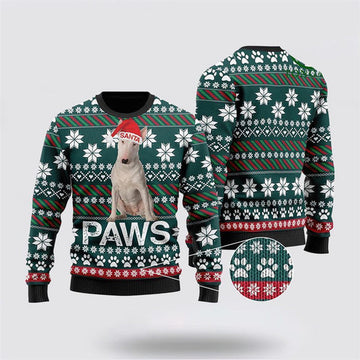 FUNSTUFFPRINT Bull Terrier Santa Printed Ugly Christmas Sweater For Men And Women, Gift For Christmas, Best Winter Christmas Outfit Ugly Sweater