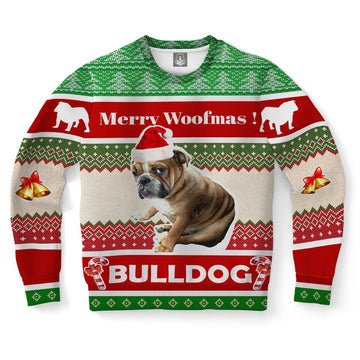 FUNSTUFFPRINT Bulldog Dog Ugly Christmas Sweater, Christmas Sweater, Ugly Sweater, Funny Xmas Sweaters Ugly Sweater