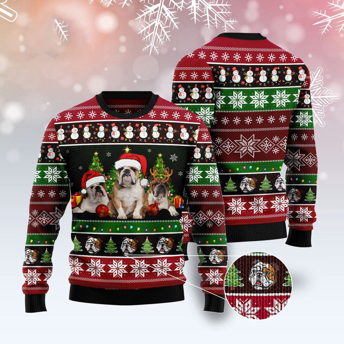 FUNSTUFFPRINT Bulldog Group Beauty Ugly Christmas Sweater, Dog Ugly Christmas Sweater, Ugly Dog Sweaters Ugly  Sweater