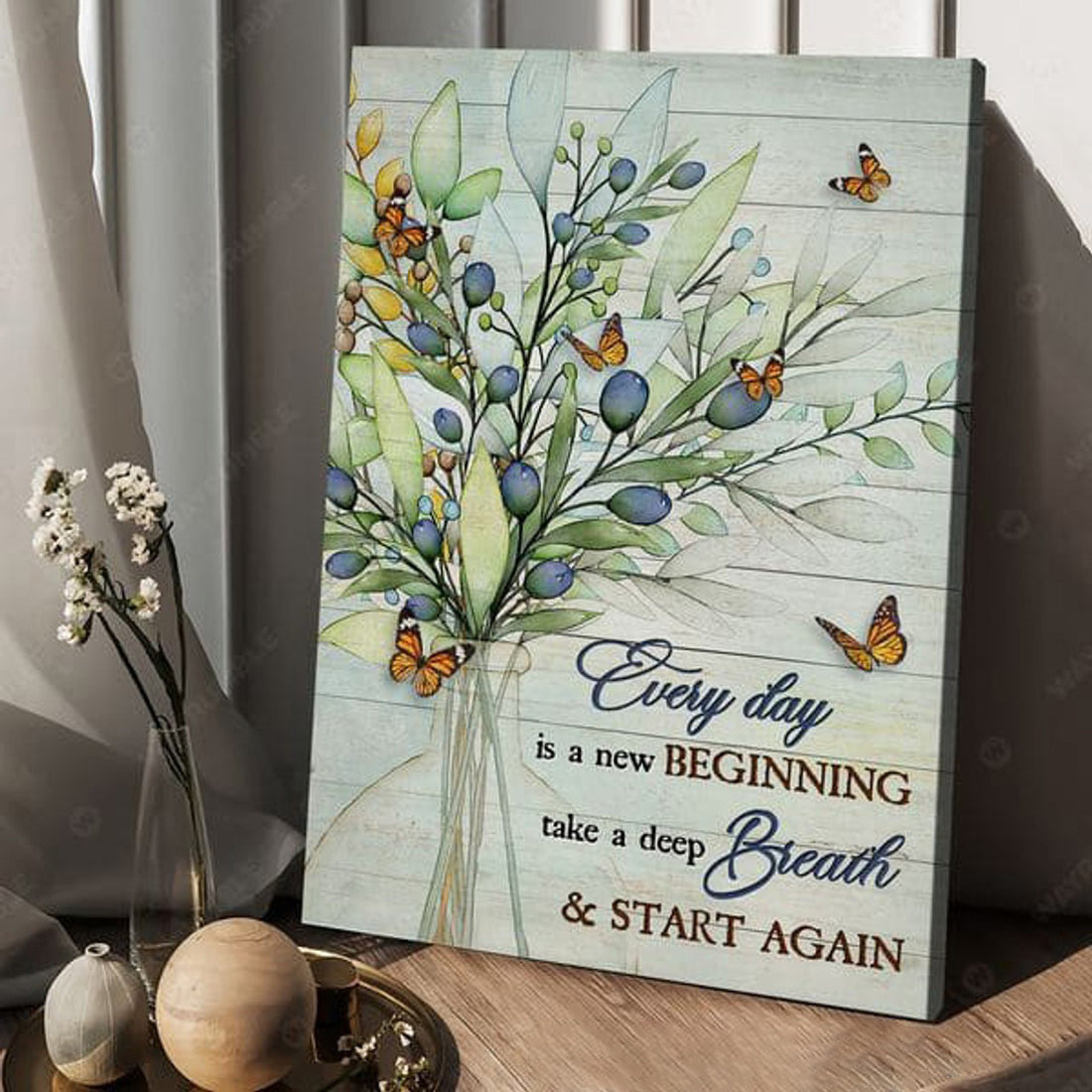 Butterfly Poster, Poster Decor, Every Day Is A New Beginning, Take A Deep Breath, And Start Again Poster and Canvas