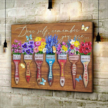 Butterfly Dear Self Remember You Are Canvas Wall Art - Christian Poster - Religious Wall Decor