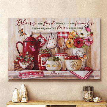 Butterfly Kitchen Utensils And Tools Bless The Food Before Us Canvas Wall Art - Christian Poster - Religious Wall Decor