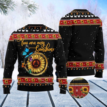 FUNSTUFFPRINT Butterfly Sunshine Ugly Christmas Sweater, Christmas Sweater, Ugly Sweater, Funny Xmas Sweaters Ugly Sweater