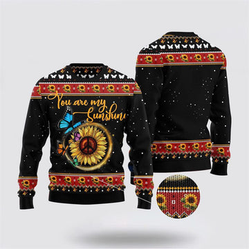 FUNSTUFFPRINT Butterfly you are my Sunshine Ugly Christmas Sweater – Sweater Gifts For Pet Lover Ugly  Sweater