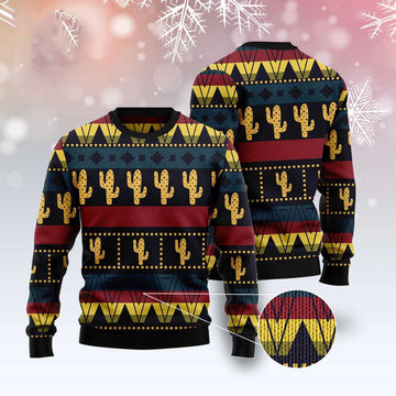 FUNSTUFFPRINT Cactus Group Pattern Ugly Christmas Sweater, Christmas Sweater, Ugly Sweater, Funny Xmas Sweaters Ugly Sweater