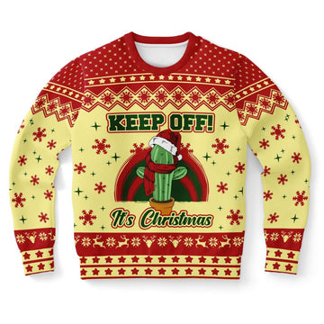 FUNSTUFFPRINT Cactus Keep Off It's Christmas Ugly Christmas Sweater, Christmas Sweater, Ugly Sweater, Funny Xmas Sweaters Ugly Sweater