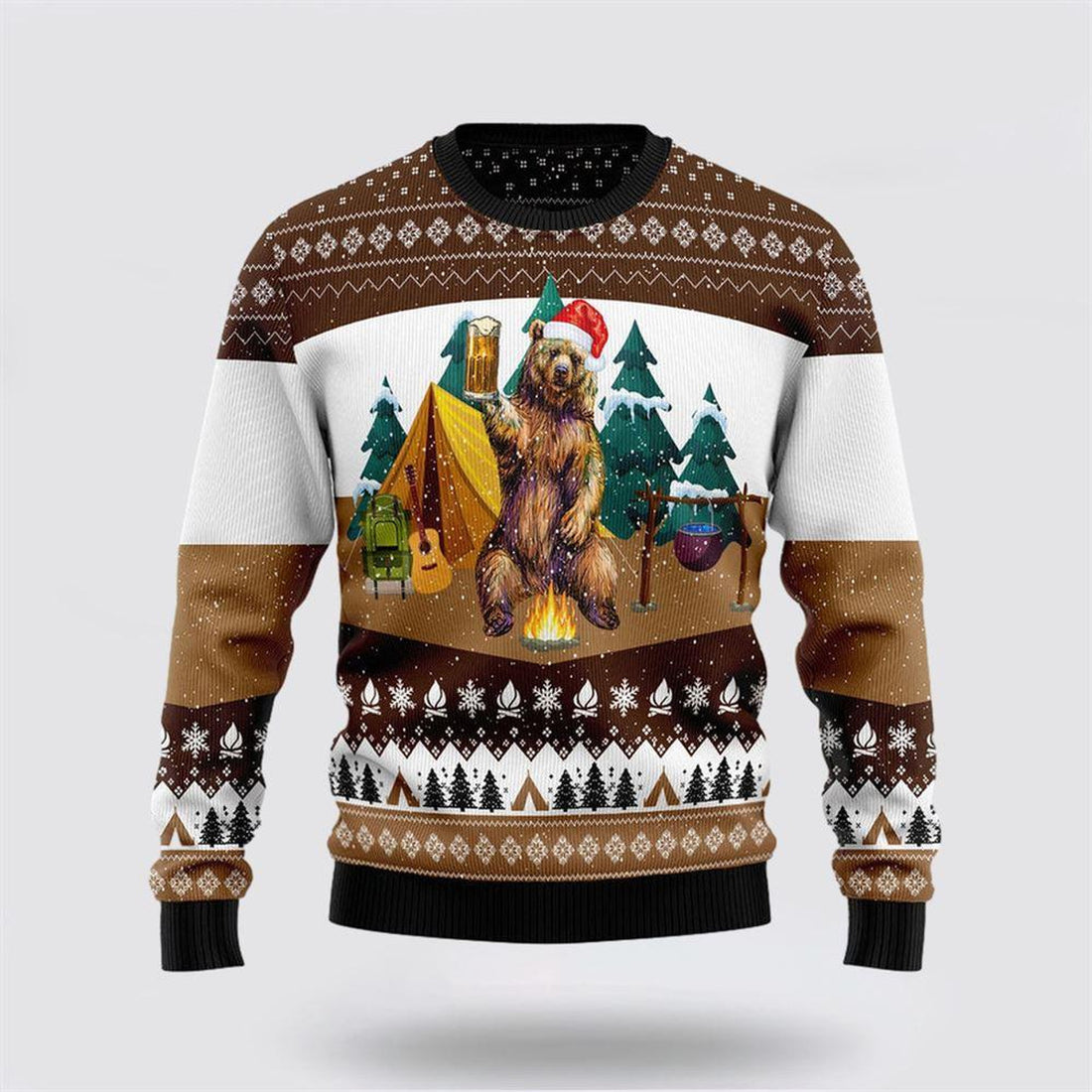 FUNSTUFFPRINT Camping Bear I Hate People Funny Ugly Christmas Sweater – Sweater Gifts For Pet Lover Ugly  Sweater