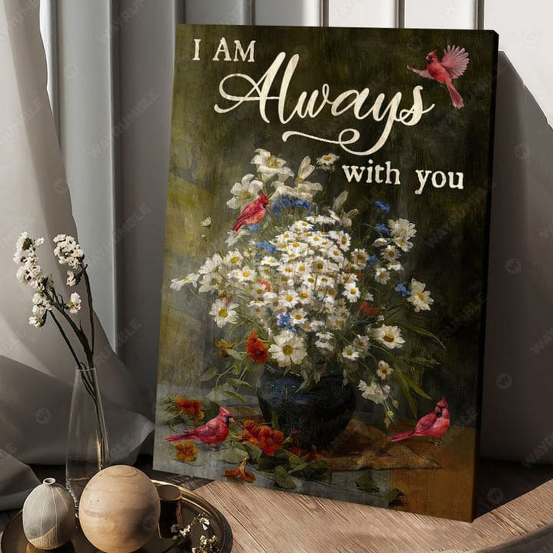 Cardinal Bird, I Am Always With You, Poster Decor Poster and Canvas