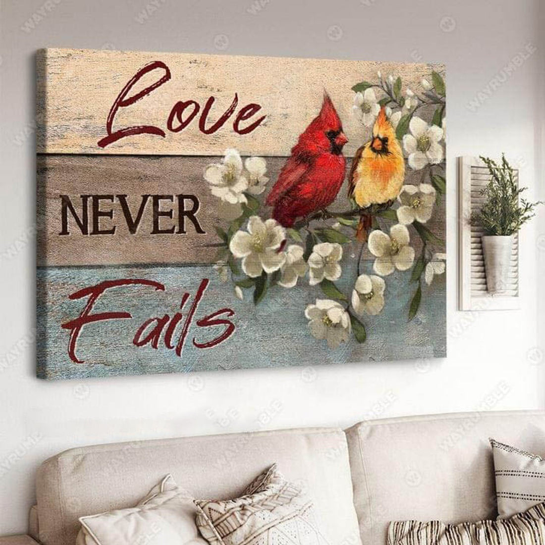 Cardinal Bird, Love Never Fails Poster and Canvas