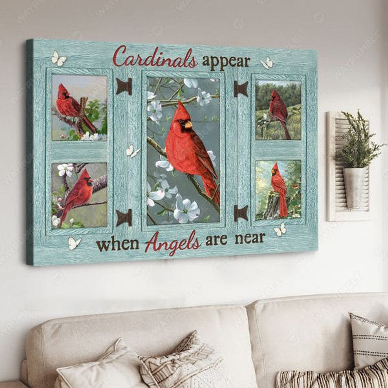 Cardinal Bird, Poster Decor, Wall Poster, Cardinals Appear When Angels Are near Poster and Canvas