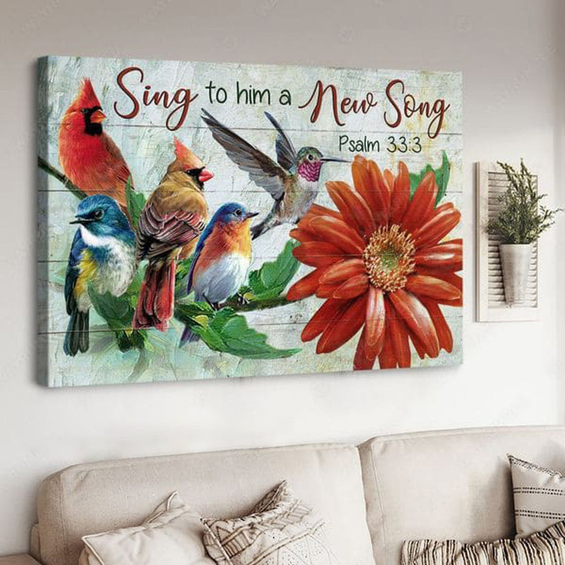 Cardinal Bird, Sing To Him A New Song, Humminggbird Poster Poster and Canvas