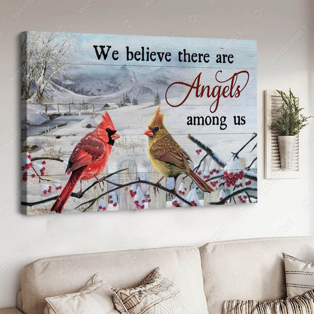 Cardinal Bird, We Believe There Are Angels Among US, Poster Decor Poster and Canvas