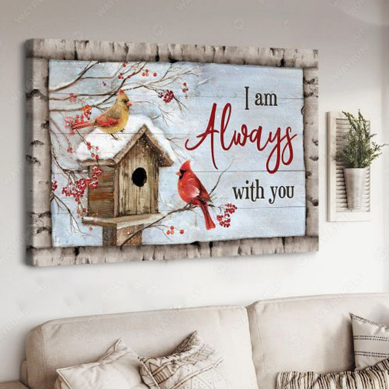 Cardinal Bird, Winter Poster, I Am Always With You Poster and Canvas