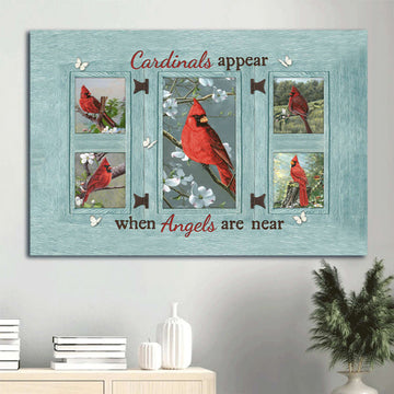 Cardinal Faith God Beautiful Cardinal Canvas Spring Painting Cardinals Appear When Angels Are Near Framed Canvas Wall Art - Christian Wall Decor