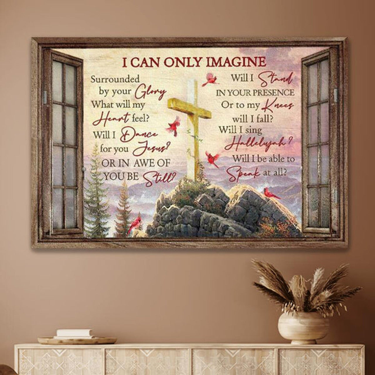 Cardinal I Can Only Imagine Canvas Wall Art - Christian Poster - Religious Wall Decor