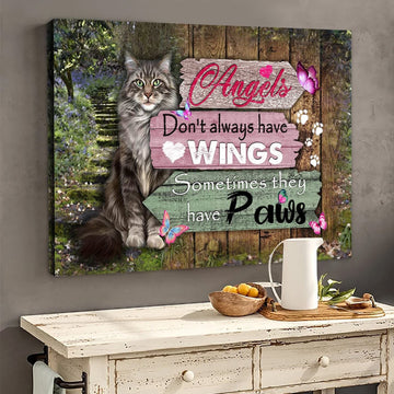 Cat Lover, Angels Don’t Always Have Wings Sometimes They Have Paws Poster and Canvas