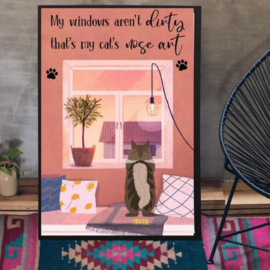 Cat Lover, My Window Aren’t Dirty, That’s My Cat’s Nose Art, Window Decor Poster and Canvas