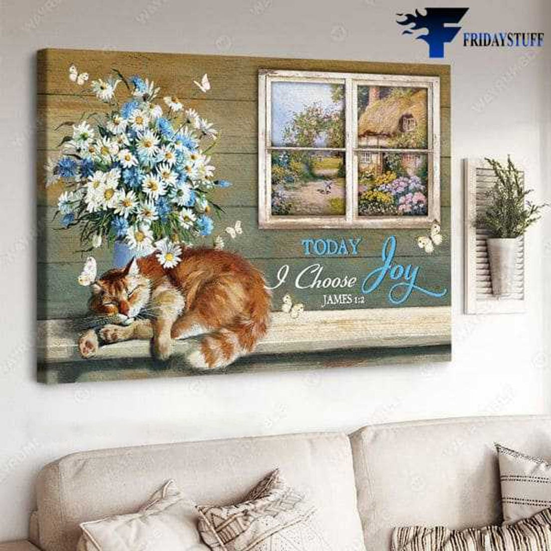 Cat Lover, Wall Decor, Today, I Choose Joy Poster and Canvas