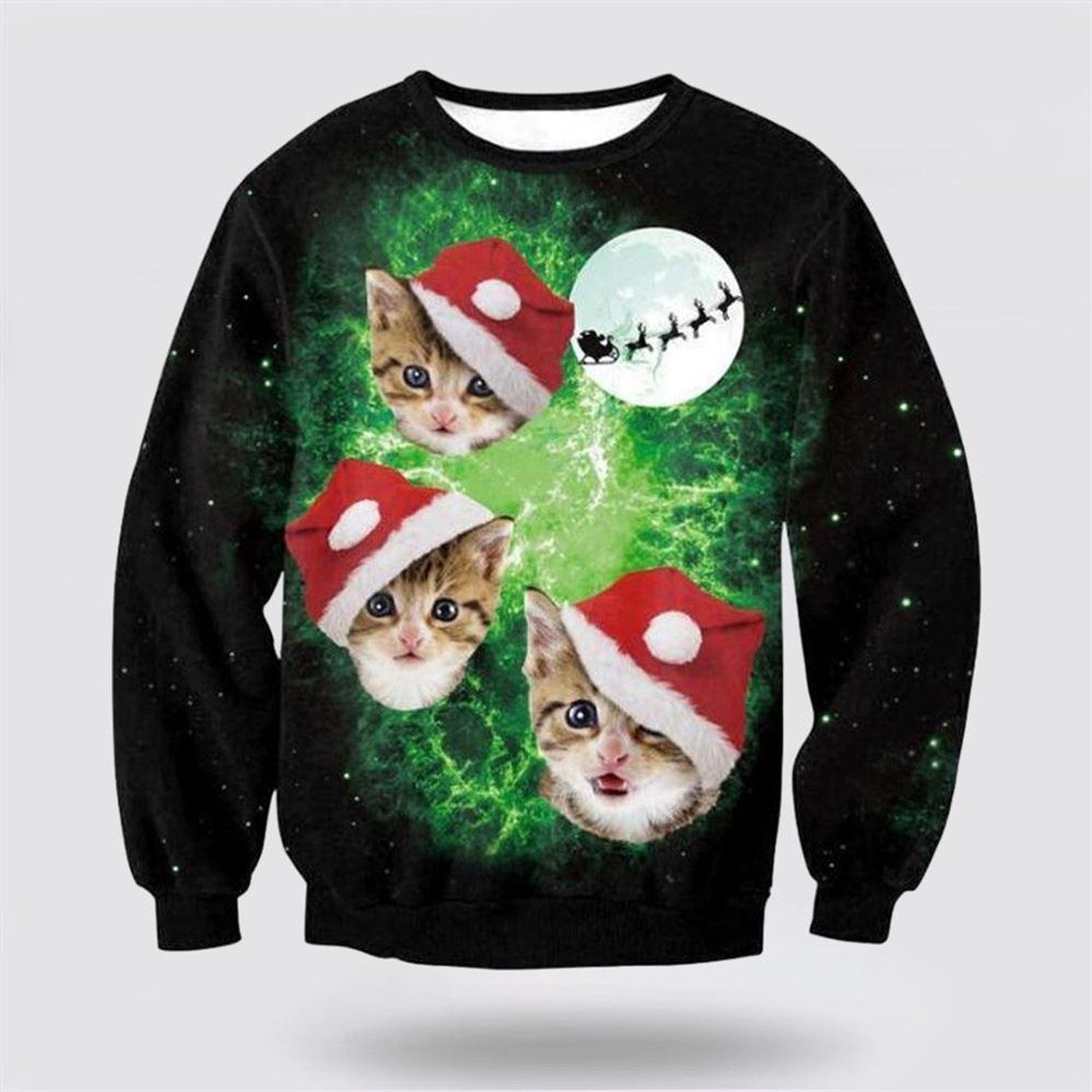 FUNSTUFFPRINT Cat Christmas Ugly Christmas Sweater – Cat Lover Christmas Sweater Ugly  Sweater