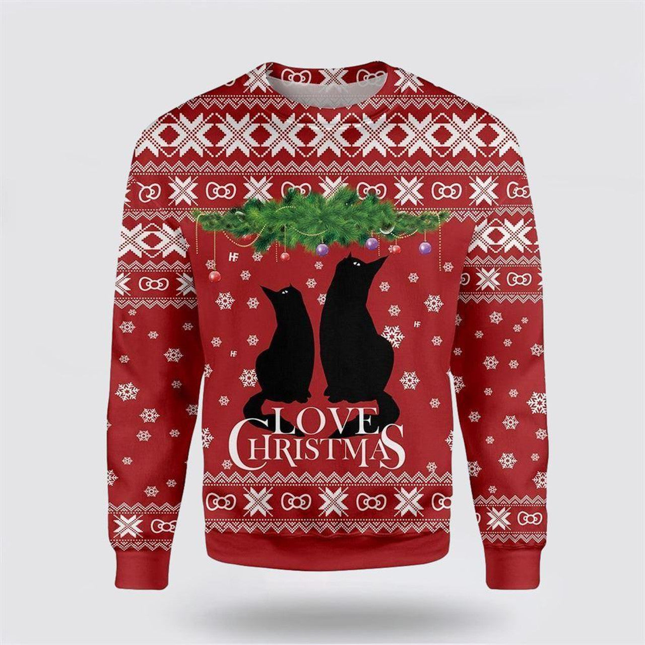 FUNSTUFFPRINT Cat Love Christmas Ugly Christmas Sweater – Cat Lover Christmas Sweater Ugly  Sweater