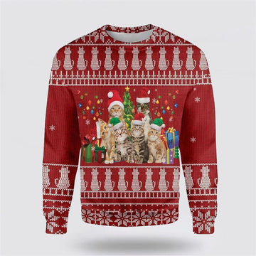 FUNSTUFFPRINT Cat Lovers Christmas Ugly Christmas Sweater For Men And Women, Best Gift For Christmas, Christmas Fashion Winter Ugly Sweater