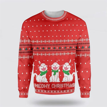 FUNSTUFFPRINT Cat Meowy Christmas Ugly Christmas Sweater For Men And Women, Best Gift For Christmas, Christmas Fashion Winter Ugly Sweater