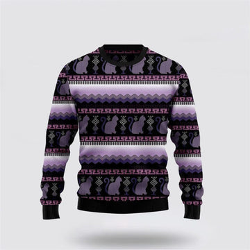 FUNSTUFFPRINT Cat Purple Ugly Christmas Sweater For Men And Women, Best Gift For Christmas, Christmas Fashion Winter Ugly Sweater