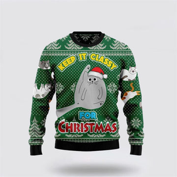 FUNSTUFFPRINT Cat Show Me Your Kitties Ugly Christmas Sweater – Cat Lover Christmas Sweater Ugly  Sweater