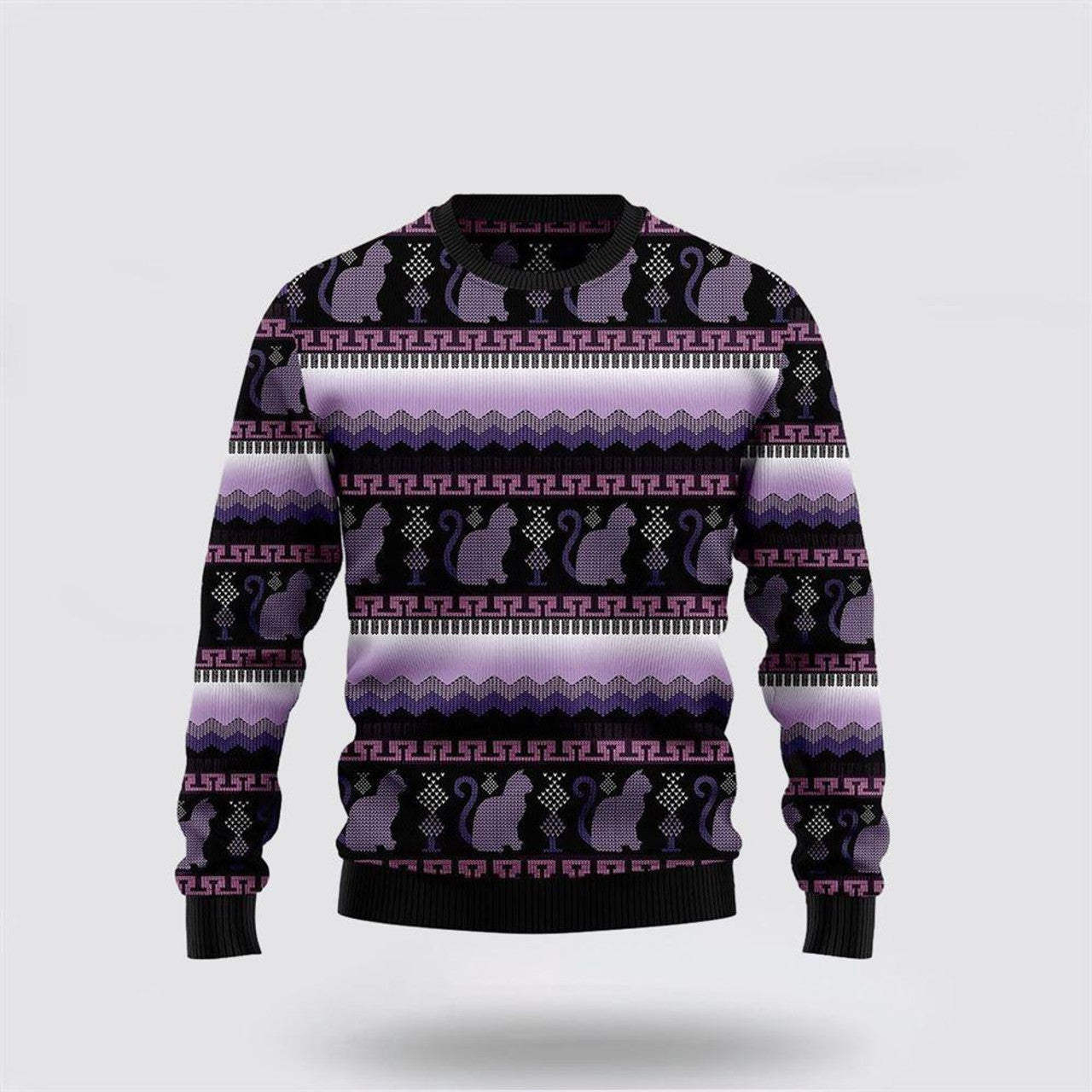 FUNSTUFFPRINT Cat Xmas Ugly Christmas Sweater – Cat Lover Christmas Sweater Ugly  Sweater