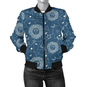 FUNSTUFFPRINT Celestial Print Pattern Women Casual 3D Bomber Jacket